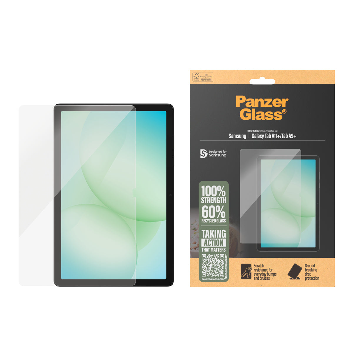 PanzerGlass ® Screen Protector Samsung Galaxy Tab A11+, Tab A9+, Ultra-Wide Fit