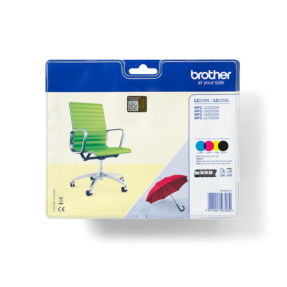 Brother LC-229XLVALBP cartucho de tinta 4 pieza(s) Original Negro, Cian, Magenta, Amarillo (2)