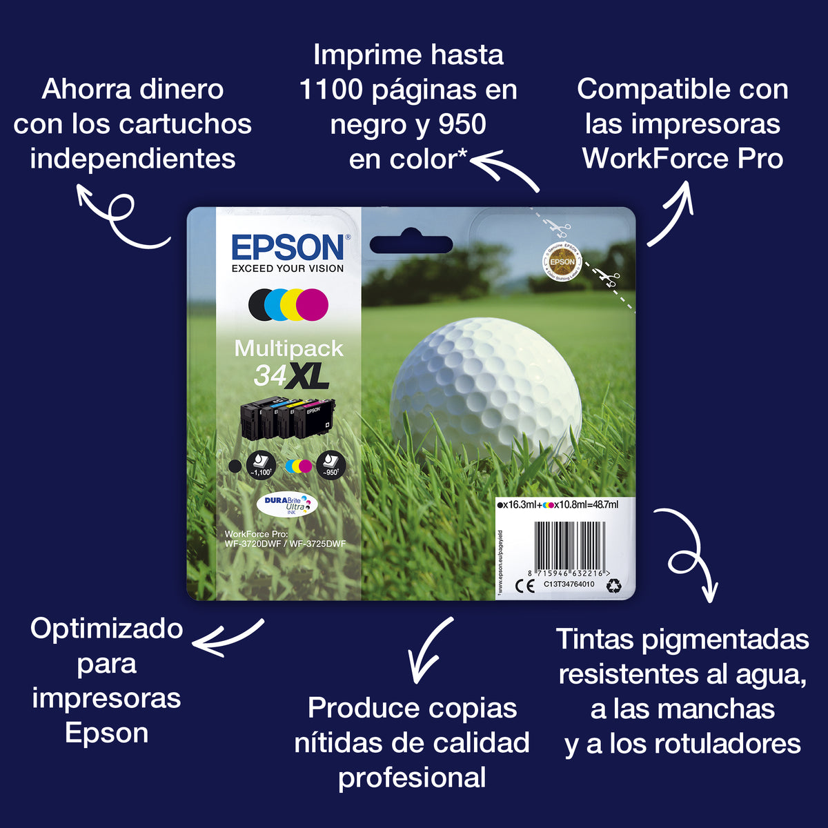Epson Golf ball C13T34634020 cartucho de tinta 1 pieza(s) Original Rendimiento estándar (4)