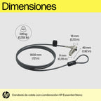 HP Essential Nano Combination Cable Lock cable antirrobo Acero inoxidable 1,83 m (4)
