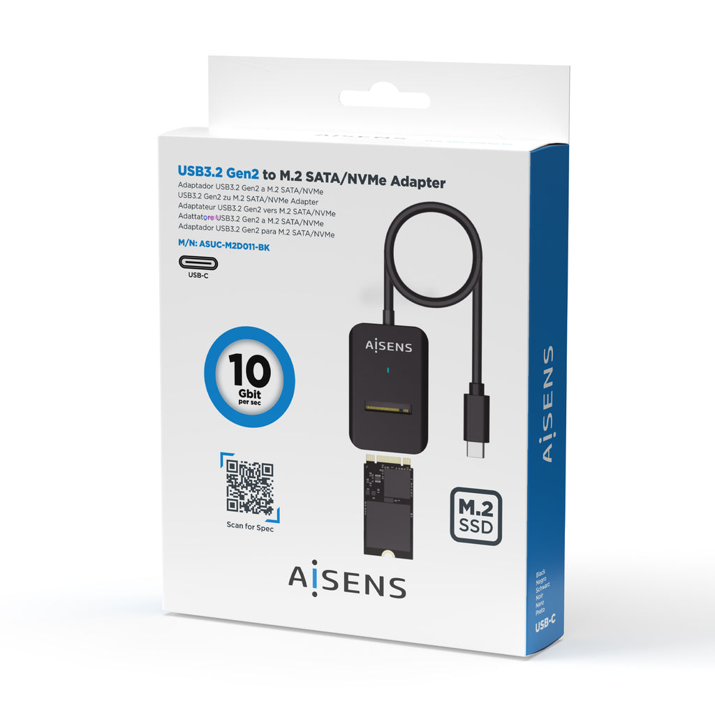 AISENS ASUC-M2D011-BK caja para disco duro externo Caja externa para unidad de estado sólido (SSD) Negro (5)