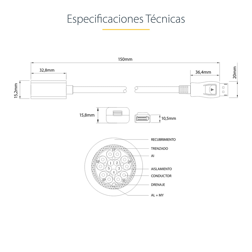 StarTech.com DP2MDPMF6IN cable DisplayPort 0,152 m Negro (8)