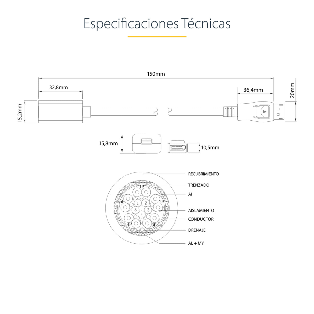 StarTech.com DP2MDPMF6IN cable DisplayPort 0,152 m Negro (8)