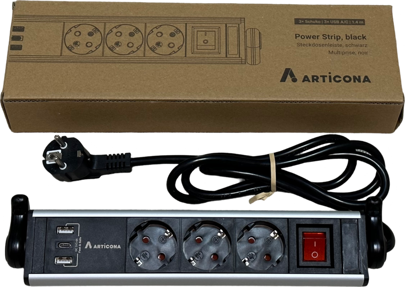 Regleta 3 ranuras + 3x USB A/C 1,4m