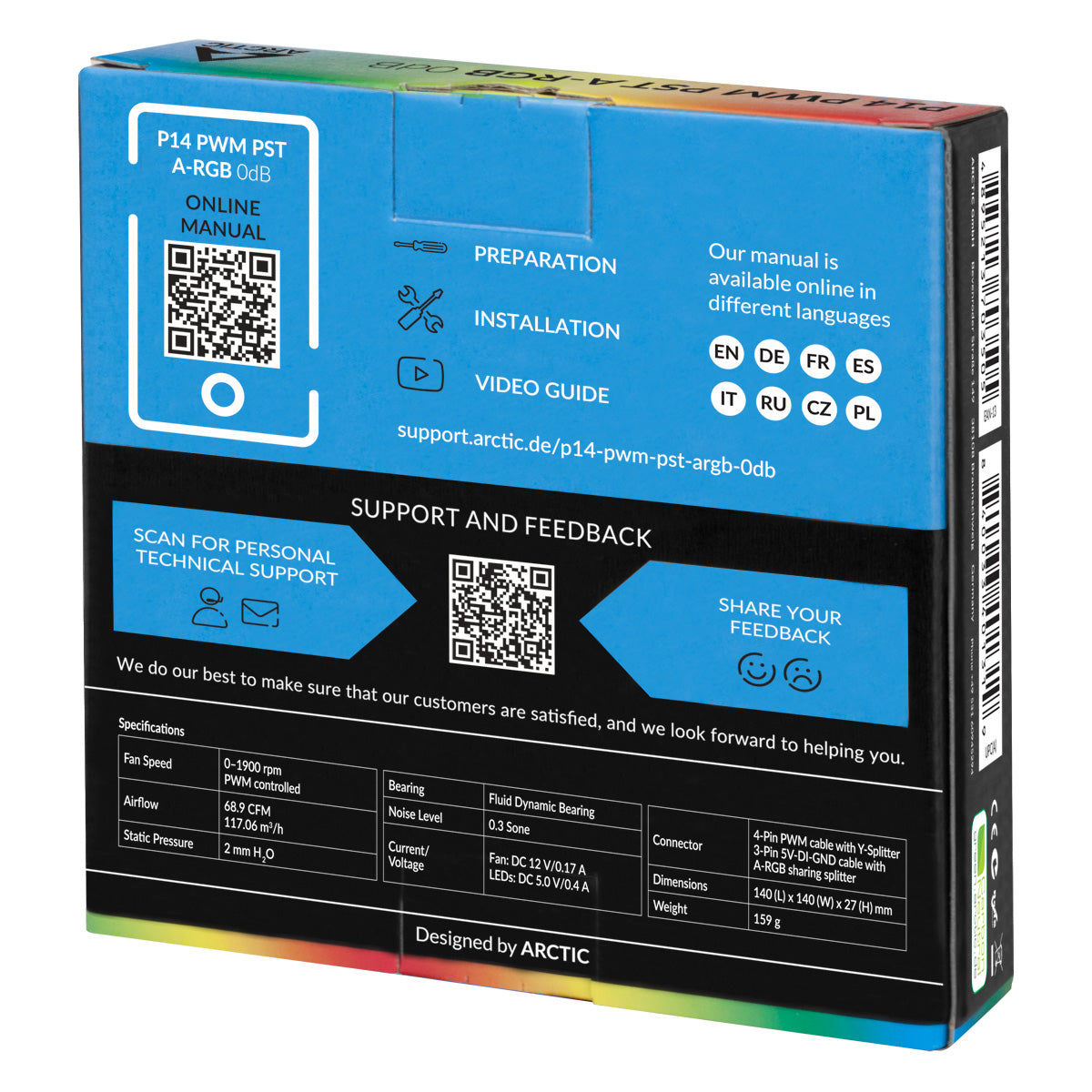 ARCTIC P14 PWM PST A-RGB 0dB Carcasa del ordenador Ventilador 14 cm Negro 1 pieza(s) (7)