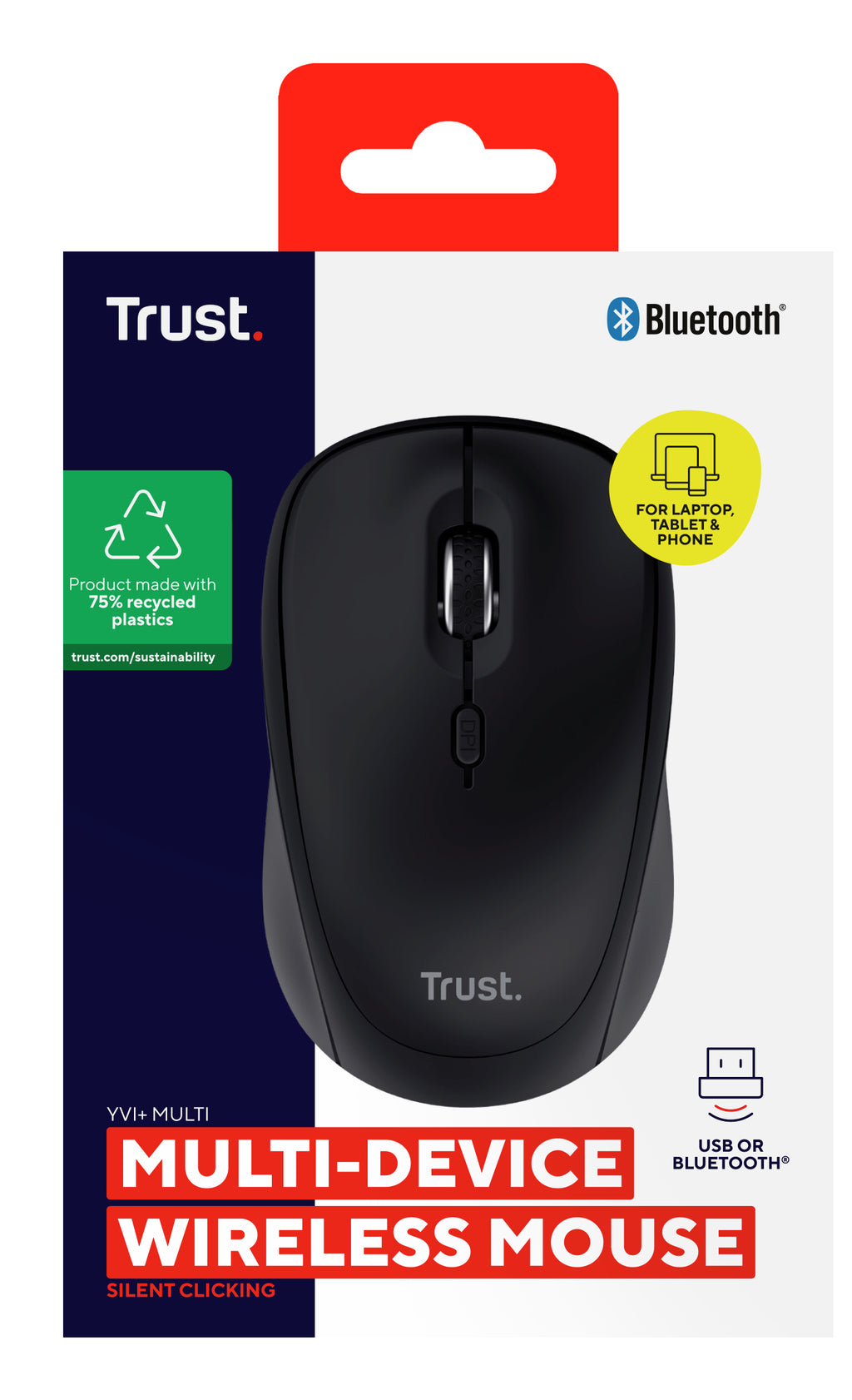 Trust Yvi+ ratón Universal Ambidextro RF Wireless + Bluetooth Óptico 1600 DPI (7)