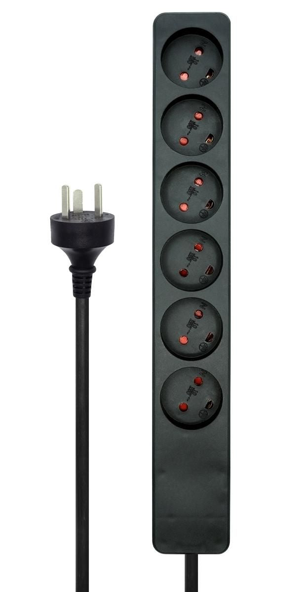 Microconnect MC-EDBGRU0601B base múltiple 1 m 6 salidas AC Negro (3)