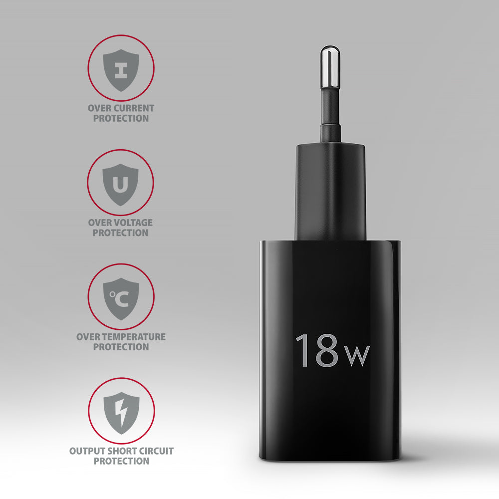 Axagon ACU-QC18 cargador de dispositivo móvil Teléfono móvil, Batería portátil, Smartphone, Reloj inteligente, Tableta, Universal Negro Corriente alterna Carga rápida Interior (5)