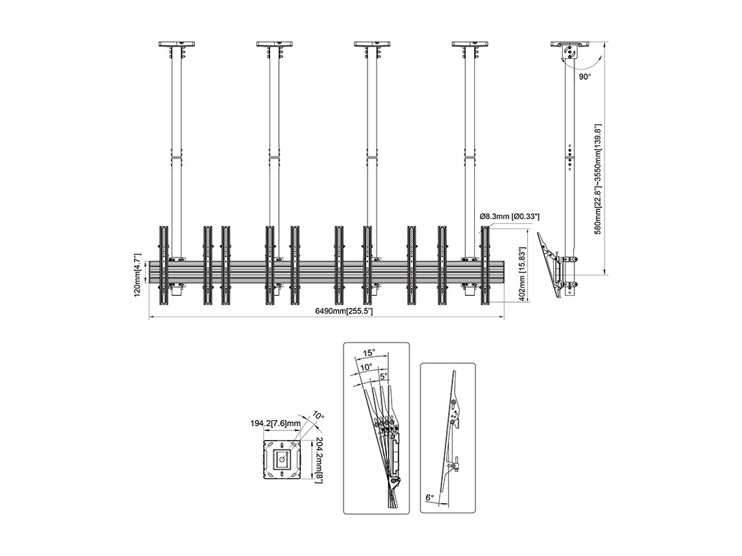 Multibrackets 5353 soporte para pantalla de señalización 165,1 cm (65") Negro (6)