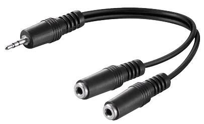 Microconnect AUDLR02 cable de audio 0,2 m 3,5mm 2 x 2,5 mm Negro (2)