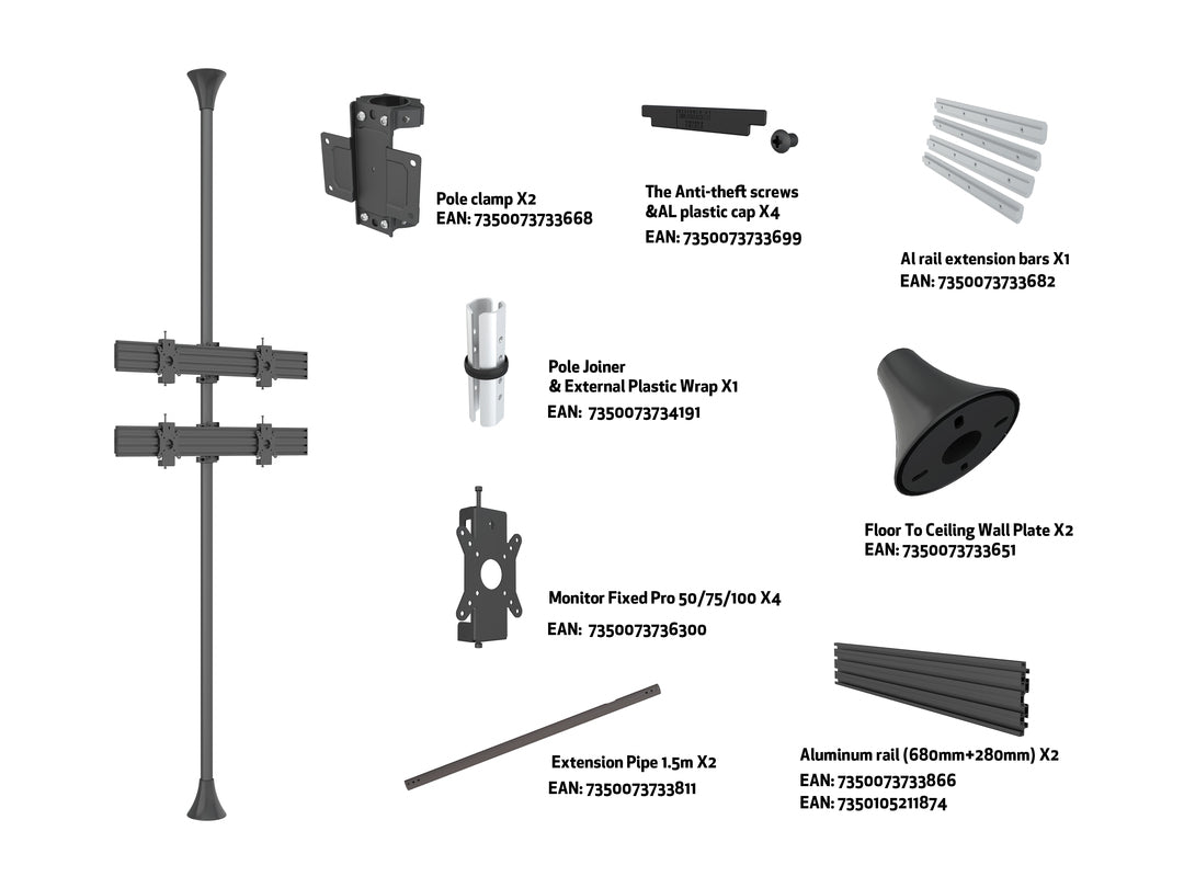Multibrackets 2000 soporte para pantalla de señalización 32" Negro