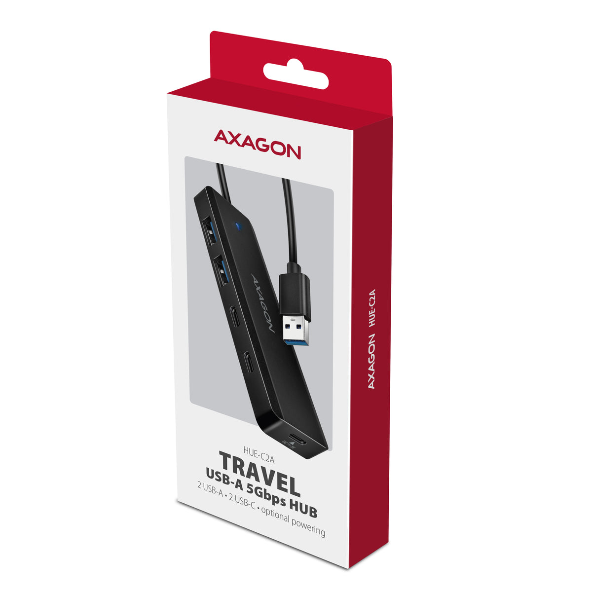 Axagon HUE-C2A hub de interfaz USB 3.2 Gen 1 (3.1 Gen 1) Type-A 5000 Mbit/s Negro (7)