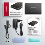 Axagon ADSA-CC USB-C 10Gbps - NVMe M.2 SSD & SATA 2.5/3.5 SSD/HDD CLONE MASTER 2 - Digital/Daten - NVMe USB 3.2 Gen 2 (3.1 Gen 2) Type-C Negro (9)