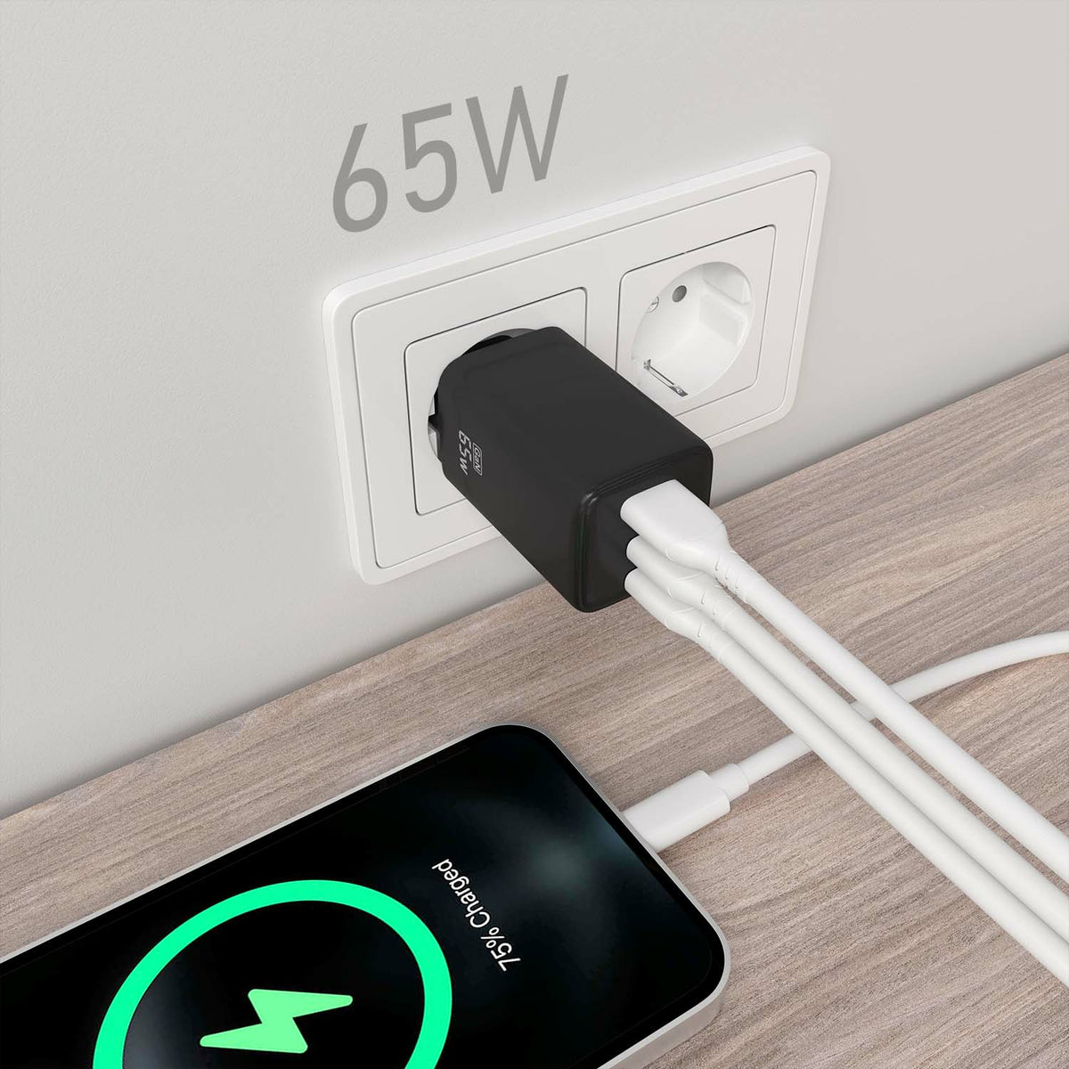 AISENS ASCH-65W3P042-BK cargador de dispositivo móvil Universal Corriente alterna Carga rápida Interior (5)