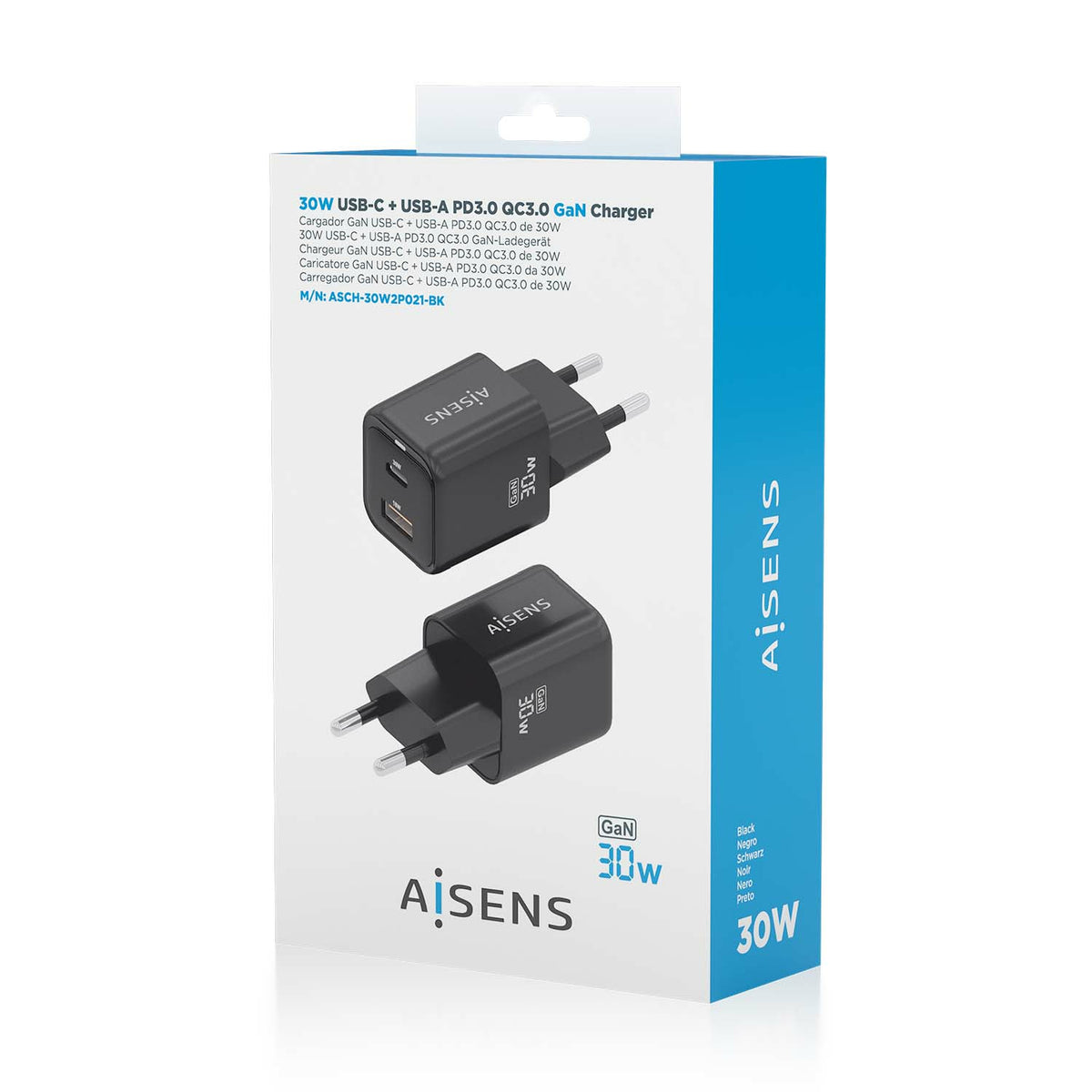 AISENS ASCH-30W2P021-BK cargador de dispositivo móvil Universal Corriente alterna Carga rápida Interior (7)