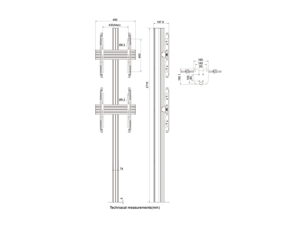 Multibrackets 0327 soporte para TV 165,1 cm (65") Negro (6)
