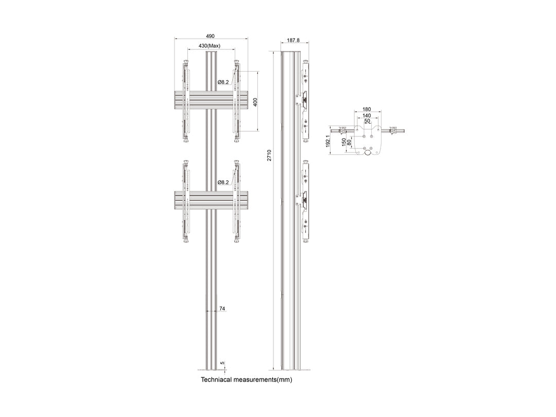 Multibrackets 0327 soporte para TV 165,1 cm (65") Negro (6)