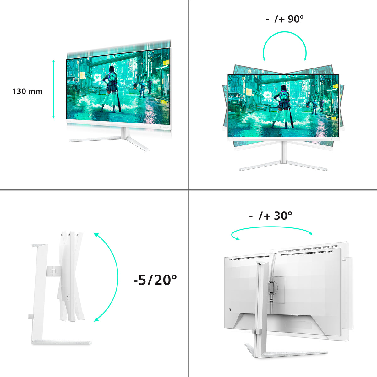 Philips Evnia 27M2N3201A/00 pantalla para PC 68,6 cm (27") 1920 x 1080 Pixeles Full HD LCD Blanco (4)