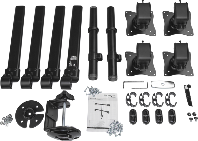 Startech - Inclinación/Giro/Rotación, Abrazadera/Ojal (ARMQUAD), Kit de montaje (5)