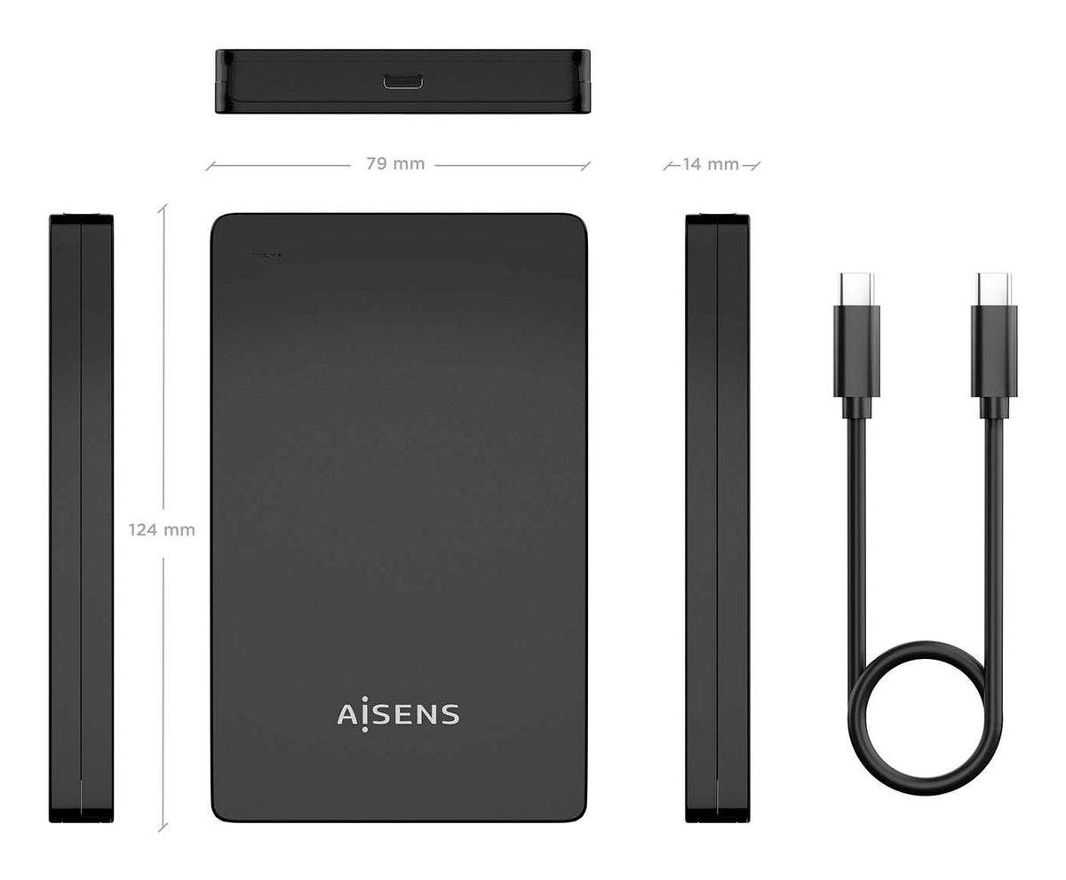 AISENS ASE-2542B caja para disco duro externo Caja de disco duro (HDD) Negro 2.5" (9)