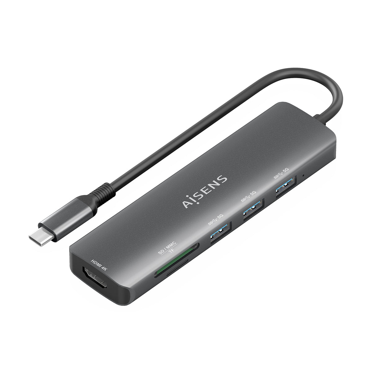 AISENS ASUC-6P024-GR base para portátil y replicador de puertos Alámbrico USB 3.2 Gen 1 (3.1 Gen 1) Type-C (2)