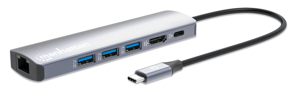 Manhattan 153959 base para portátil y replicador de puertos Alámbrico USB 3.2 Gen 1 (3.1 Gen 1) Type-C Plata