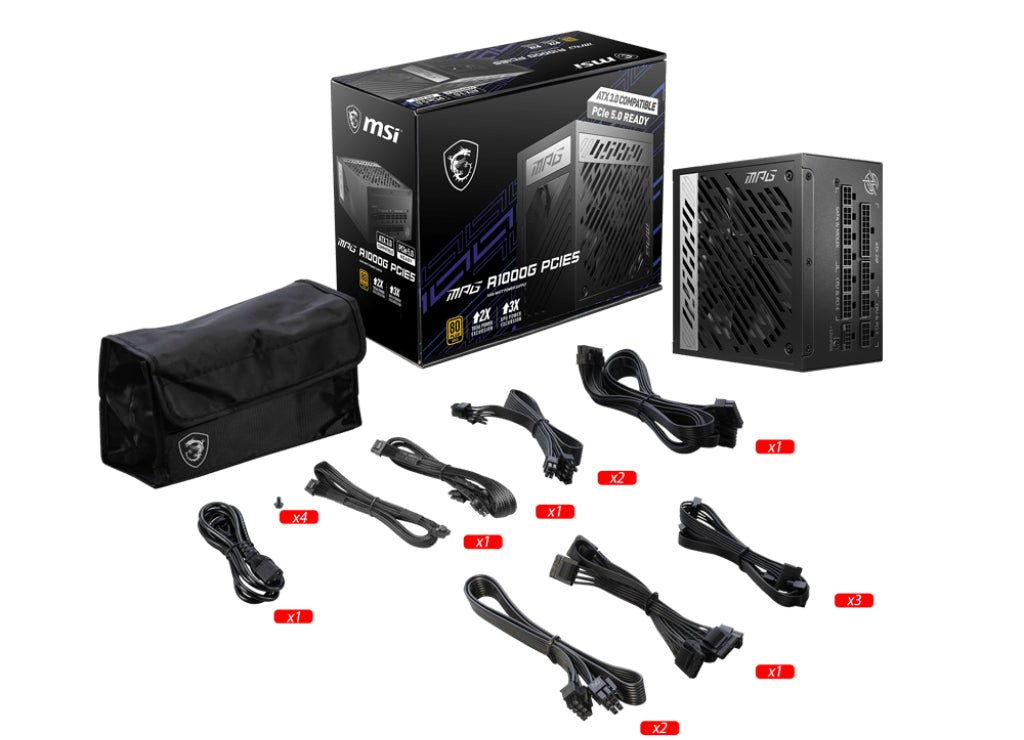 MSI MPG A1000G PCIE5 unidad de fuente de alimentación 1000 W 20+4 pin ATX ATX Negro (6)