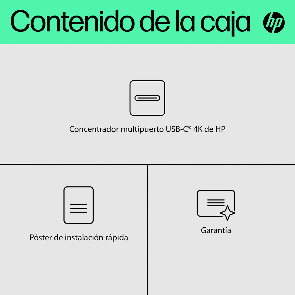 HP 4K USB-C Multiport Hub USB Tipo C 10000 Mbit/s Negro (4)
