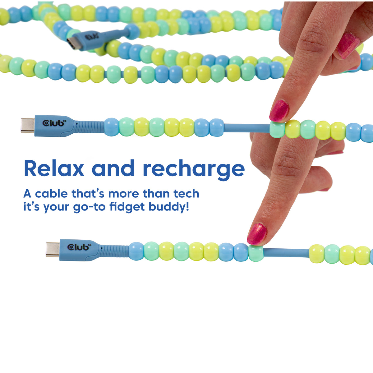 CLUB3D CAC-3011 cable USB 2 m USB C 0,48 Gbit/s 60 W Azul, Verde (8)