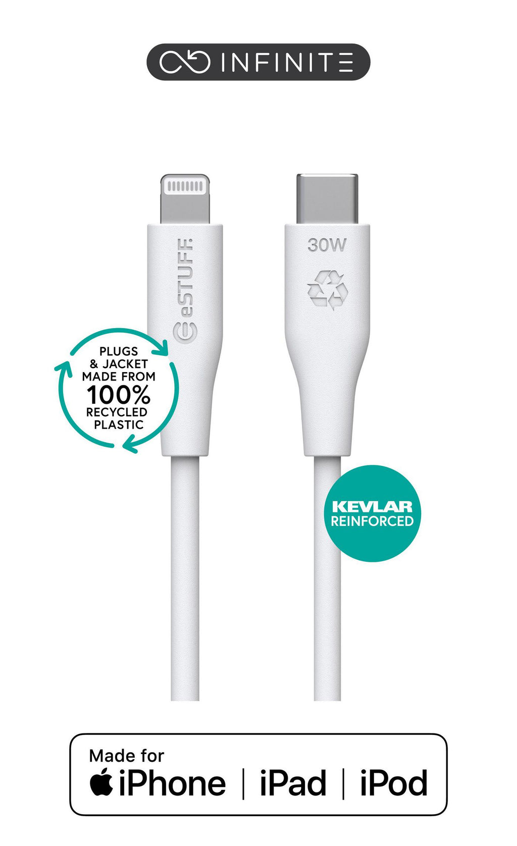 eSTUFF ES602170 cable de conector Lightning 1 m Blanco (2)