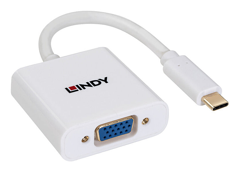Lindy 43437 adaptador de cable de vídeo 0,1 m USB Tipo C VGA (D-Sub) Blanco (4)