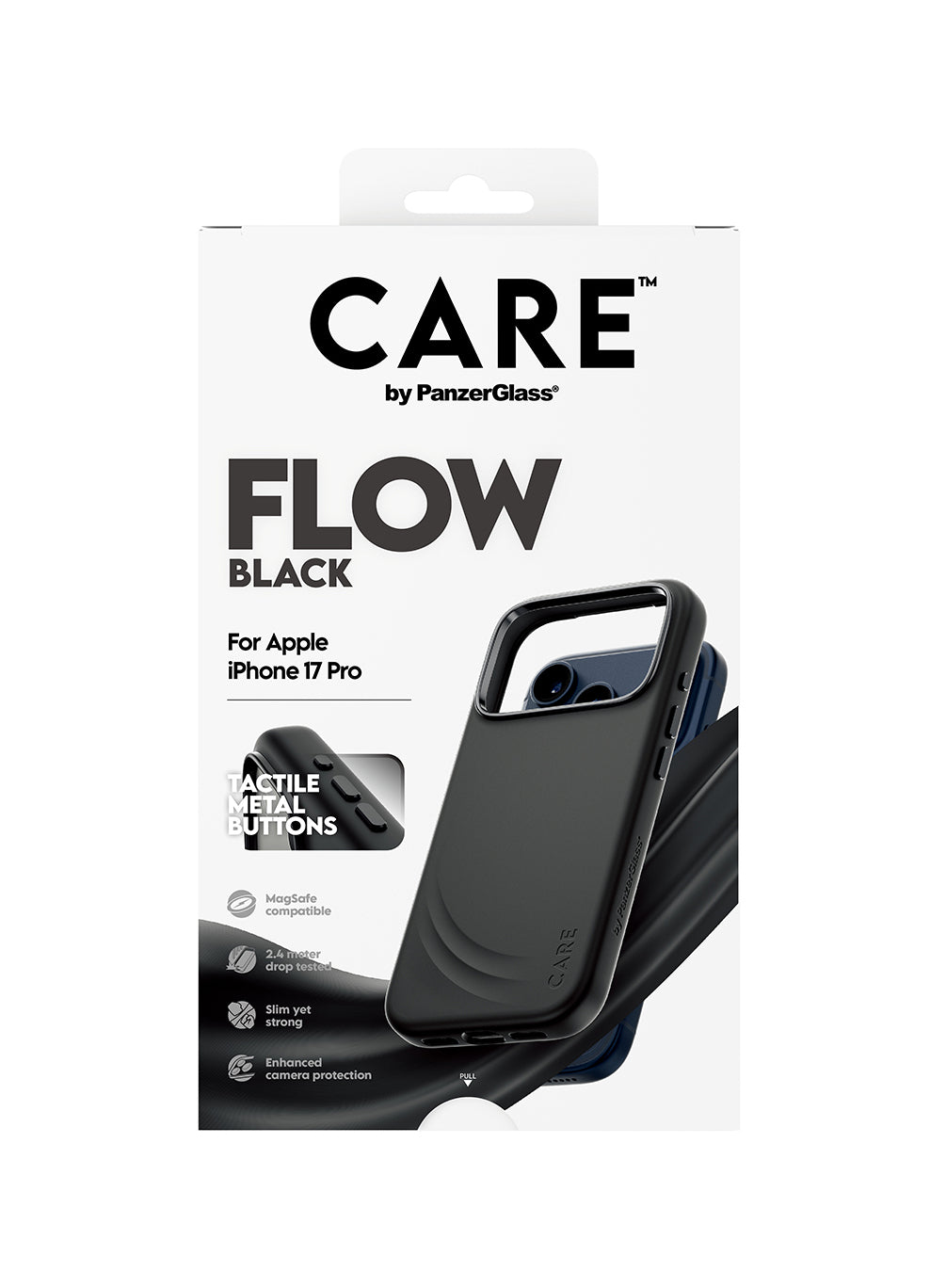 PanzerGlass CARE™ by ® Flow Case Black w. MagSafe iPhone 17 Pro funda