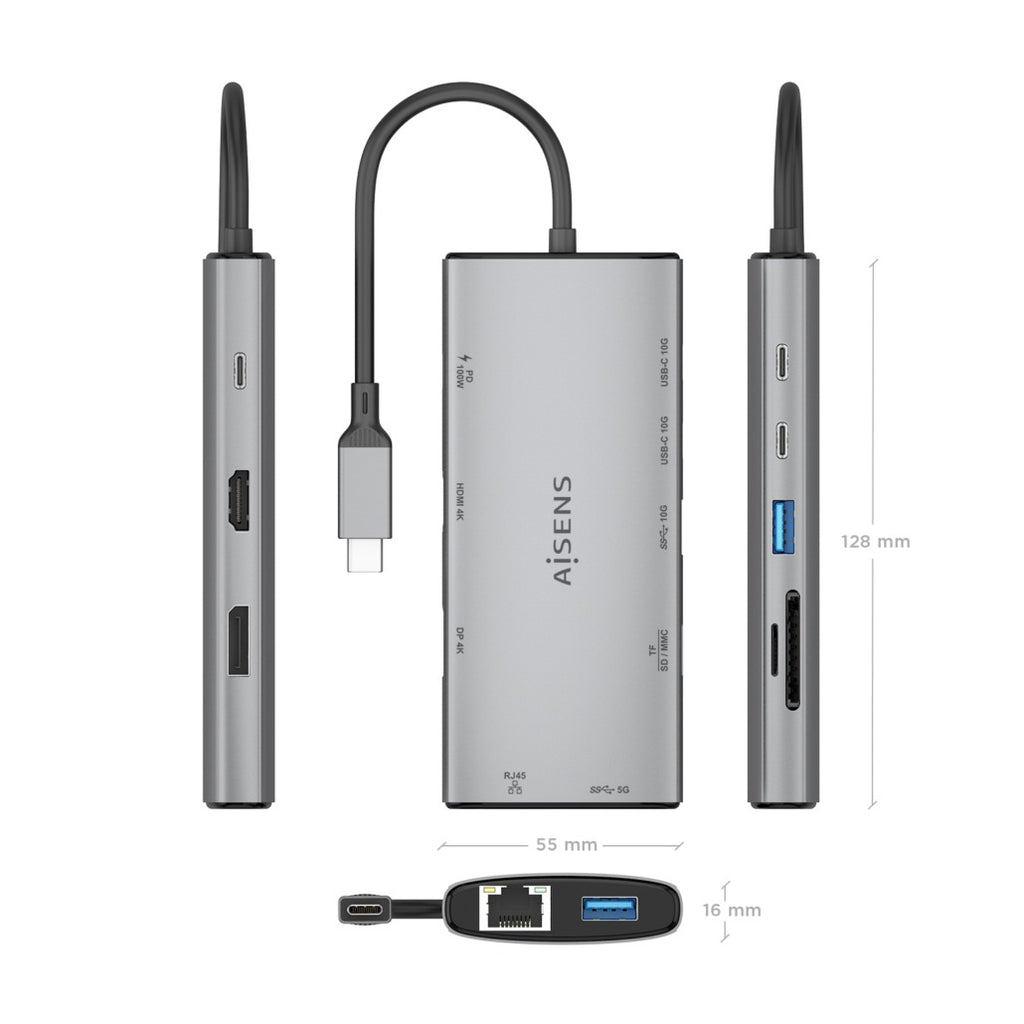 AISENS ASUC-10P050-GR base para portátil y replicador de puertos Alámbrico USB 3.2 Gen 1 (3.1 Gen 1) Type-C (5)