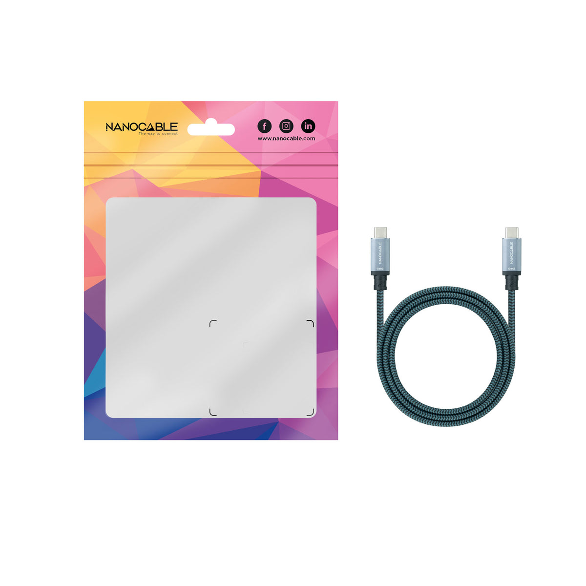Nanocable 10.01.4101-COMB cable USB USB 3.2 Gen 2 (3.1 Gen 2) USB C 10 Gbit/s 100 W Negro, Gris (5)