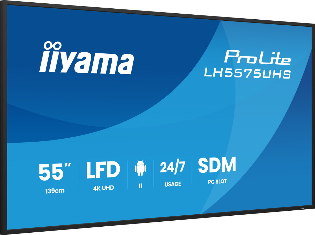 iiyama LH5575UHS-B2AG pantalla de señalización Pantalla plana para señalización digital 138,7 cm (54.6") LCD Wifi 500 cd / m² 4K Ultra HD Negro Procesador incorporado Android 11 24/7 (4)