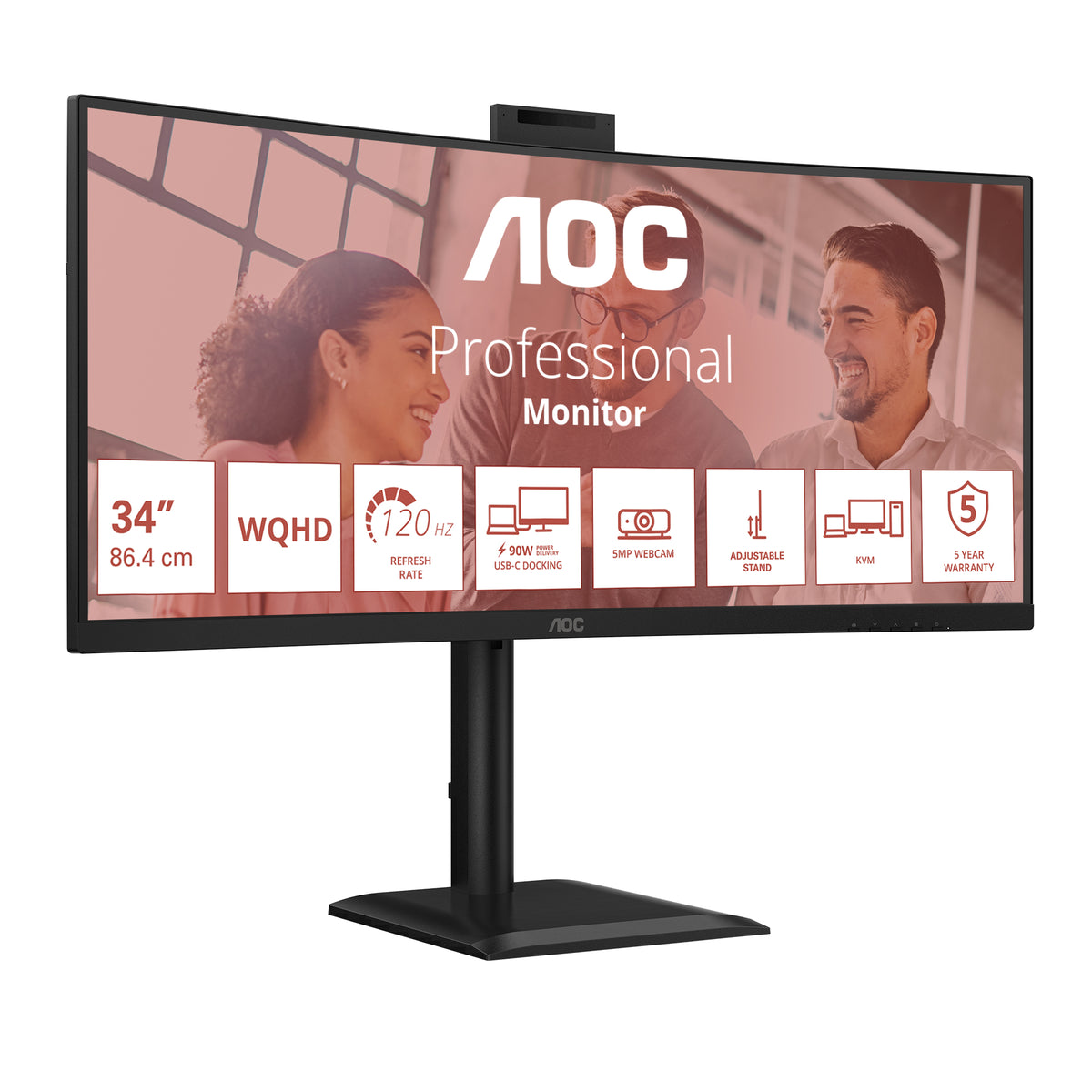 AOC CU34E4CW/75 pantalla para PC 86,4 cm (34") 3440 x 1440 Pixeles Negro (3)