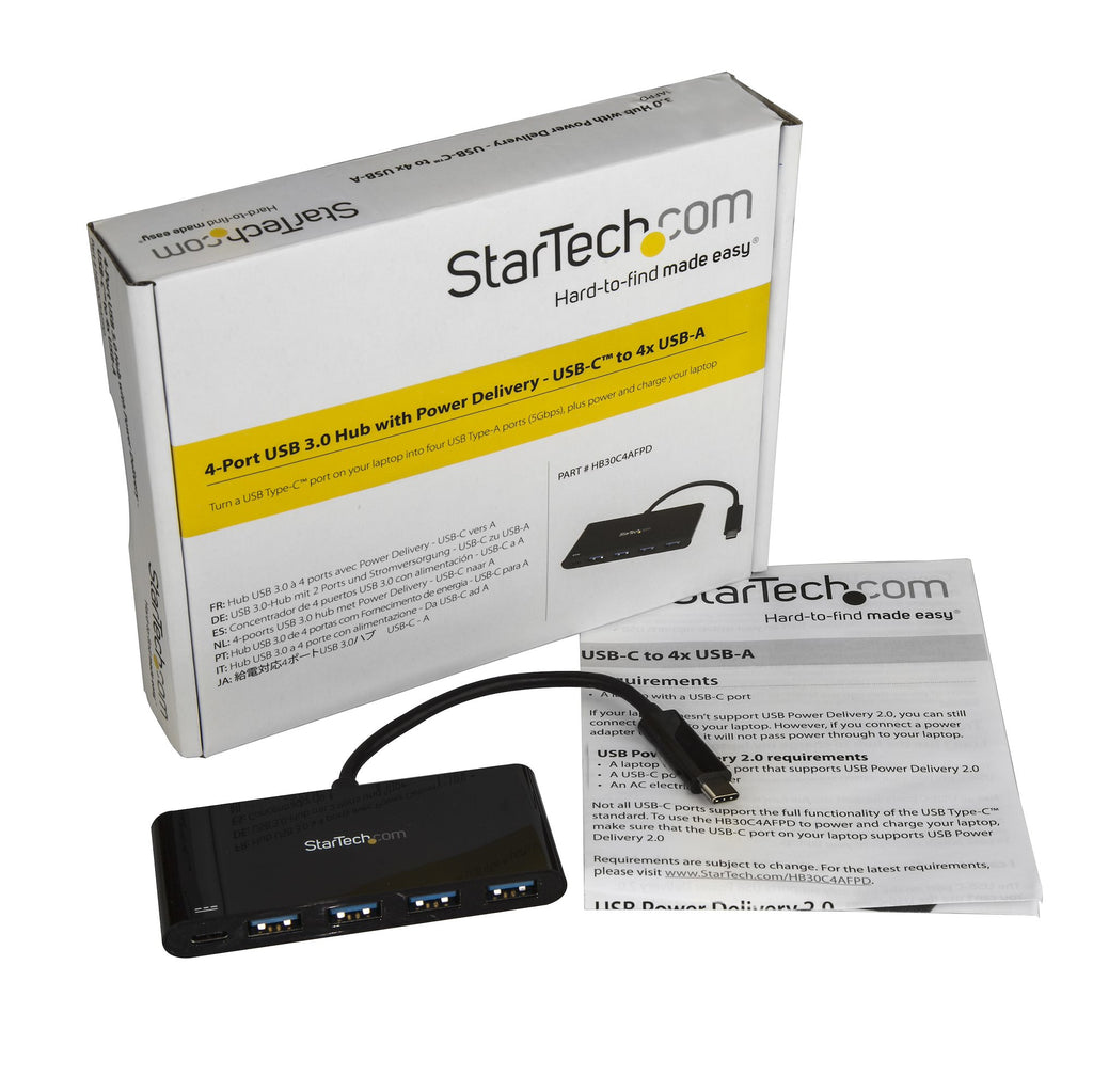 StarTech.com HB30C4AFPD hub de interfaz USB 3.2 Gen 1 (3.1 Gen 1) Type-C 5000 Mbit/s Negro (5)