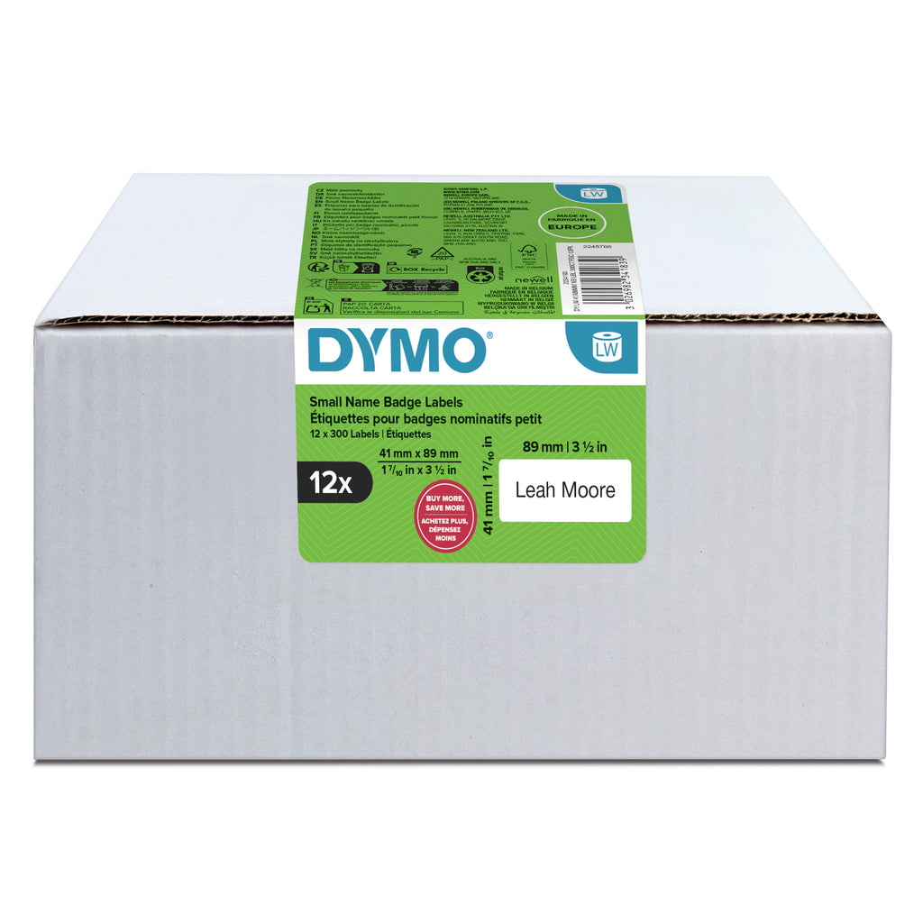 DYMO LW BADGE SMALL 41 x 89mm 12 ROLLS Blanco Etiqueta para impresora autoadhesiva
