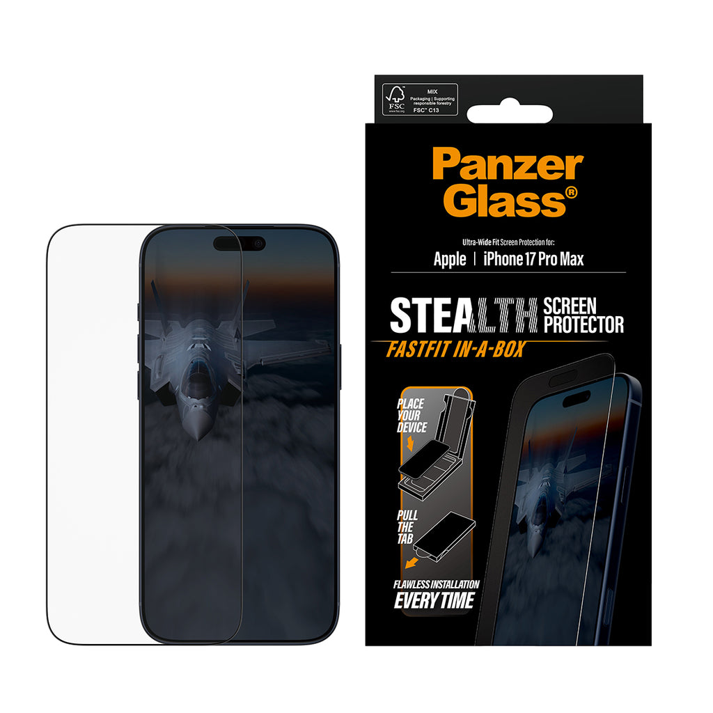 PanzerGlass ® Stealth Screen Protector iPhone 17 Pro Max | Ultra-Wide Fit w. Fastfit in-a-box Protector de pantalla Apple 1 pieza(s) (2)