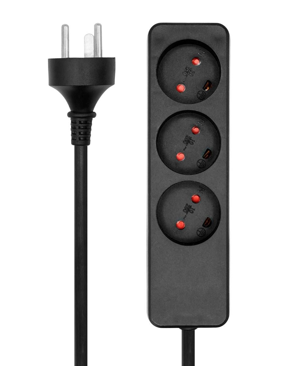 Microconnect MC-EDBGRU0302B base múltiple 2 m 3 salidas AC Negro (3)