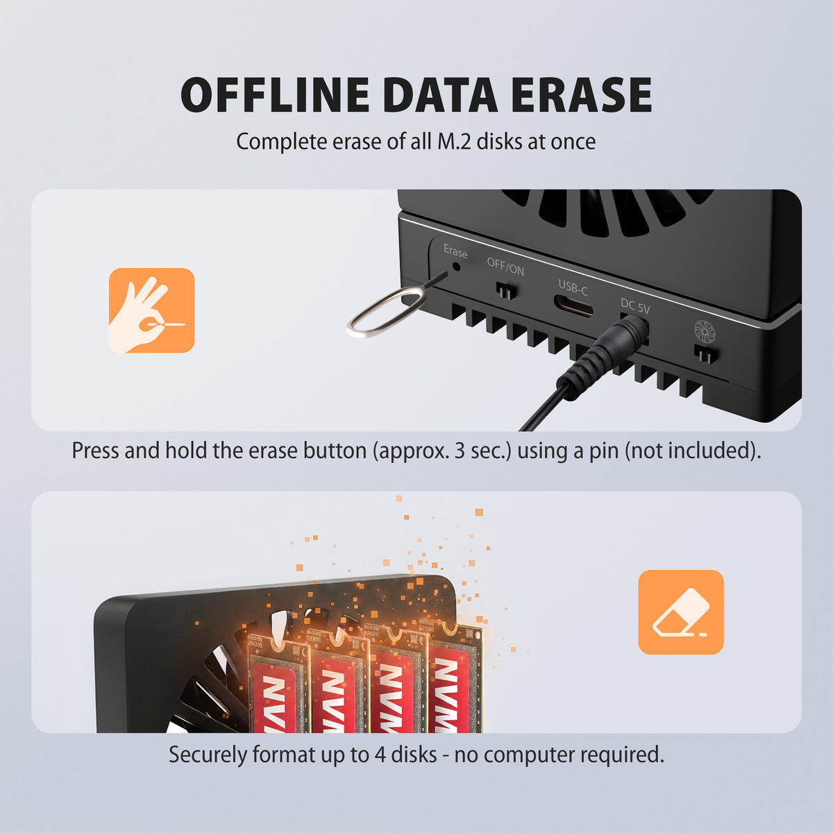 Axagon ADSA-M2C44 base de conexión para disco duro USB 4 Type-C Negro (9)