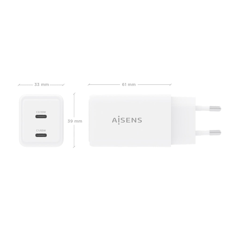 AISENS ASCH-65W2P078-W cargador de dispositivo móvil Cámara digital, Teléfono móvil, Portátil, Smartphone, Tableta, Universal Corriente alterna Carga rápida Interior (5)