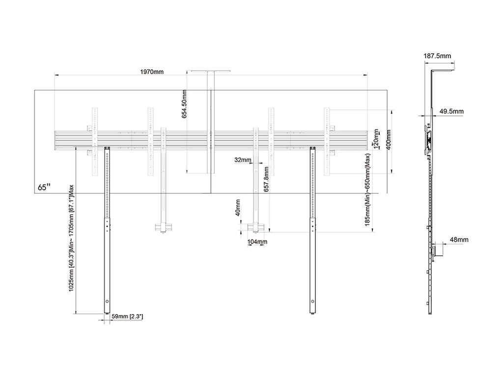 Multibrackets 3977 soporte para pantalla de señalización 165,1 cm (65") Negro (6)