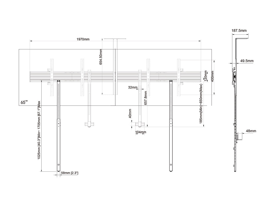 Multibrackets 3977 soporte para pantalla de señalización 165,1 cm (65") Negro (6)