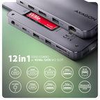 Axagon HMC-12GM2 base para portátil y replicador de puertos Alámbrico USB 3.2 Gen 2 (3.1 Gen 2) Type-C Gris (2)