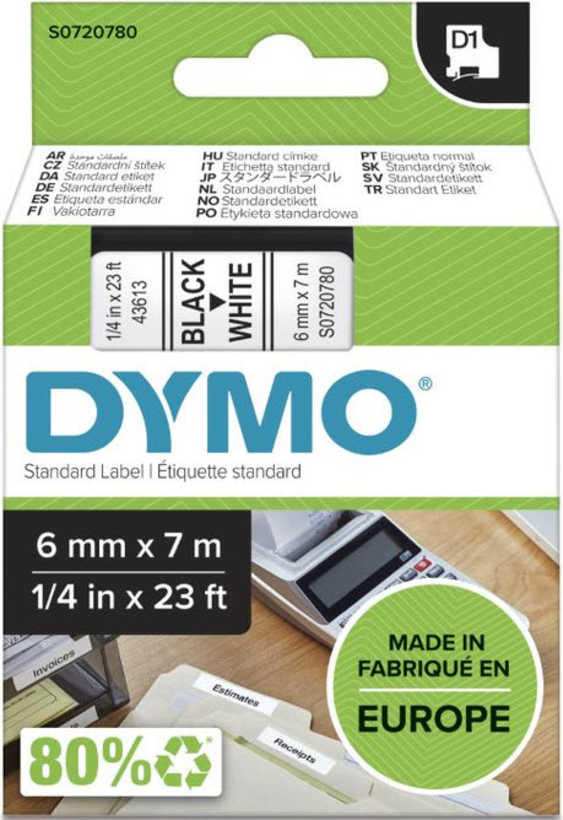 Cinta D1 Dymo LM 6mmx7m blanco S0720780