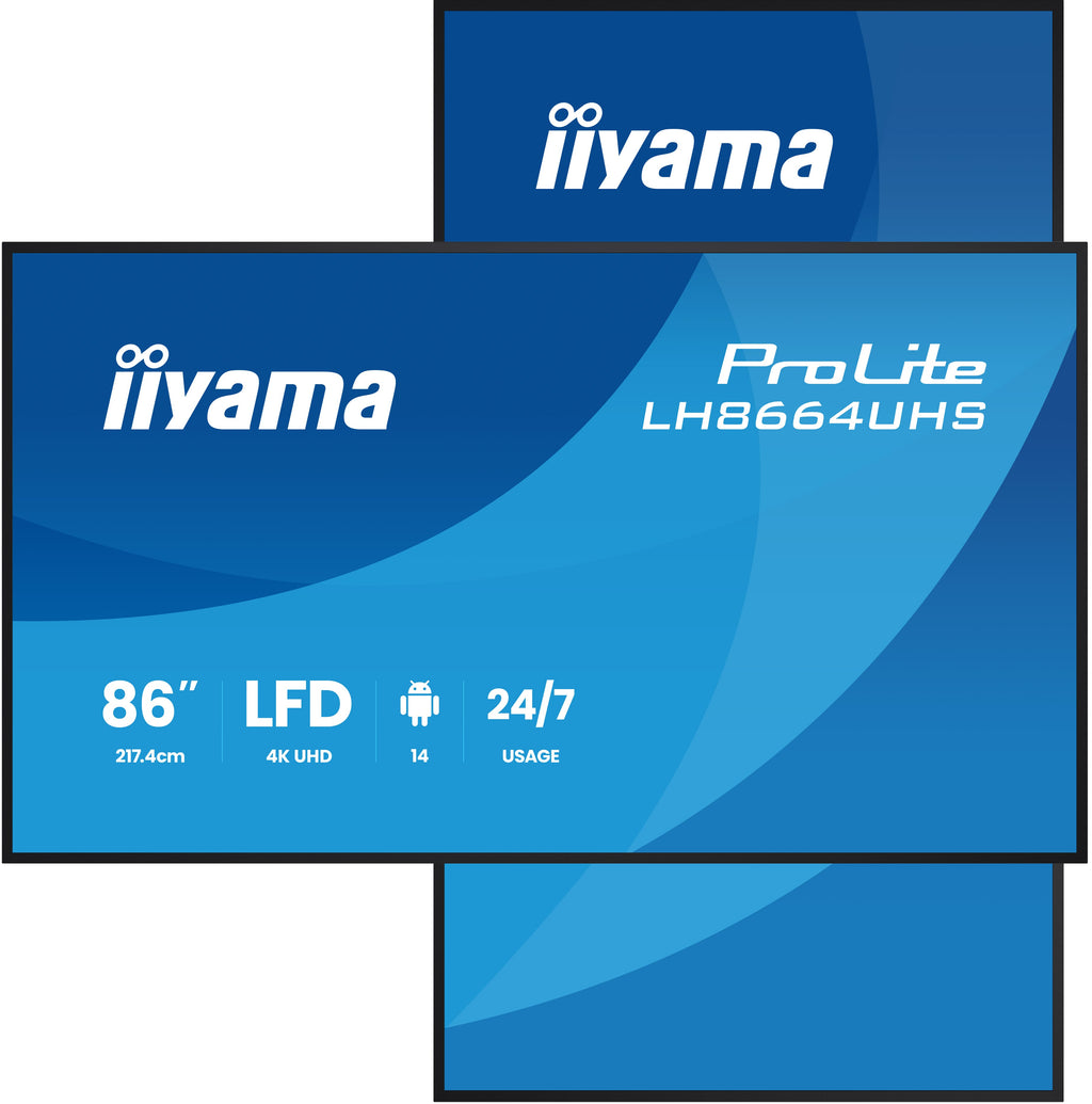 iiyama LH8664UHS-B3AG pantalla de señalización Pantalla plana para señalización digital 2,17 m (85.6") Wifi 500 cd / m² 4K Ultra HD Negro Procesador incorporado Android 24/7 (2)