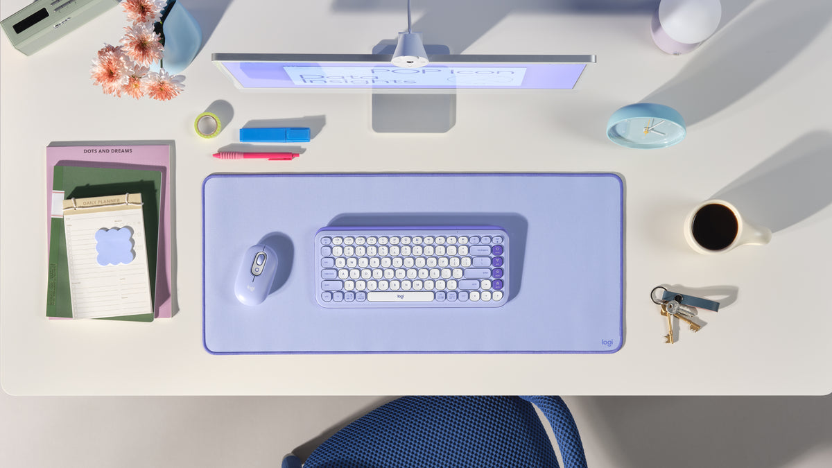 Logitech POP Icon Keys teclado Universal Bluetooth QWERTY Internacional de EE.UU. Lila, Blanco (9)