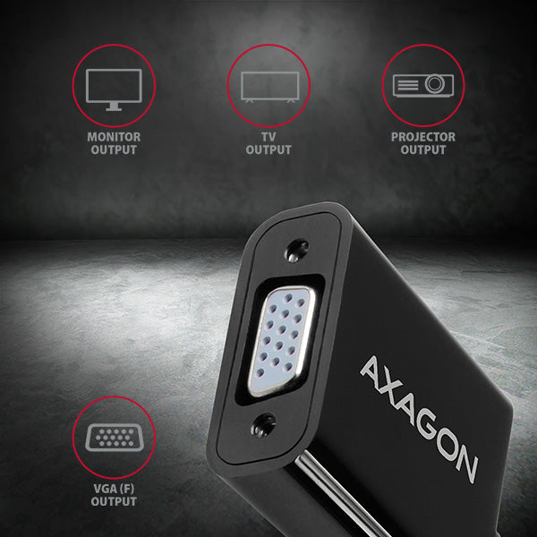 Axagon RVH-VGN adaptador de cable de vídeo 0,15 m HDMI tipo A (Estándar) VGA (D-Sub) Negro (4)
