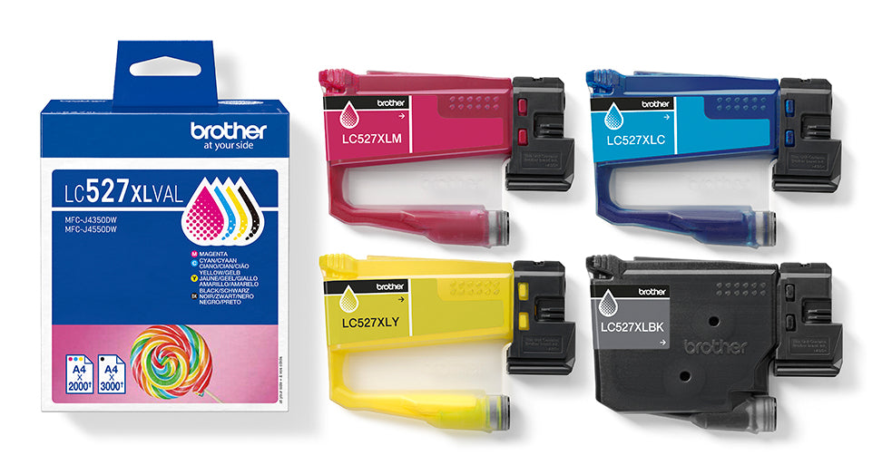 Brother LC-527XLVAL cartucho de tinta 4 pieza(s) Original Alto rendimiento (XL) Negro, Cian, Magenta, Amarillo (5)